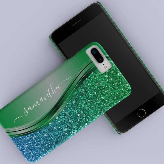 Coques Case-Mate iPhone Parties scintillant look Bright Green Blue Nom per (Créateur téléchargé)