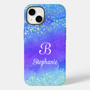 Coque Case-Mate iPhone Parties scintillant moderne Étoiles Bleu pourpre b