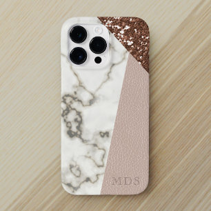 Coque iPhone 15 Pro Max Parties scintillant Moderne Marbre Rose Or rose ro