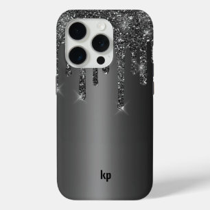 Coque Case-Mate iPhone Parties scintillant moderne noir gris gouttes sur