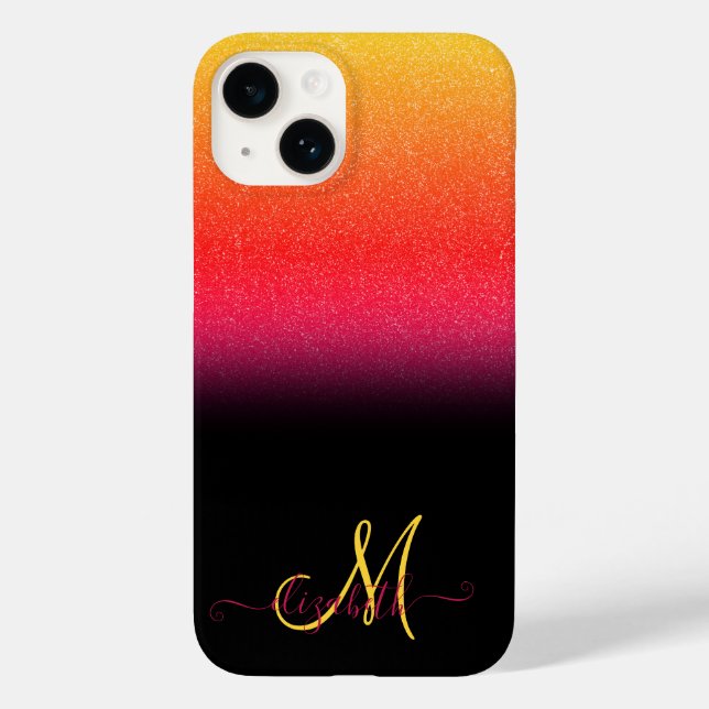 Coques Case-Mate iPhone Parties scintillant moderne Ombre Monogram noir (Verso)