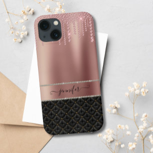 Case-Mate iPhone Case Parties scintillant moderne Rose Gold Black Chic
