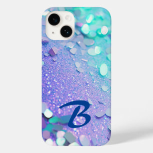 Coque Case-Mate iPhone Parties scintillant Monogramme Blue Lavender Mint
