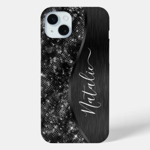 Coque Case-Mate iPhone Parties scintillant noire métallique personnalisée