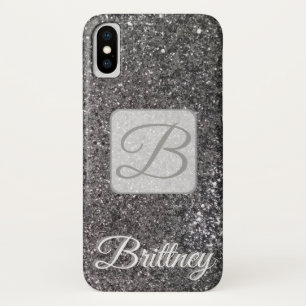 Coques Pour iPhone Parties scintillant noire personnalisée Iphone x c
