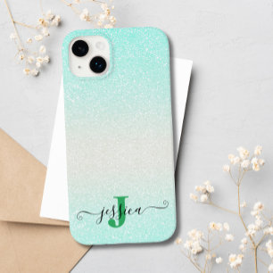 Coque Case-Mate iPhone Parties scintillant Ombre vert moderne argent Mono