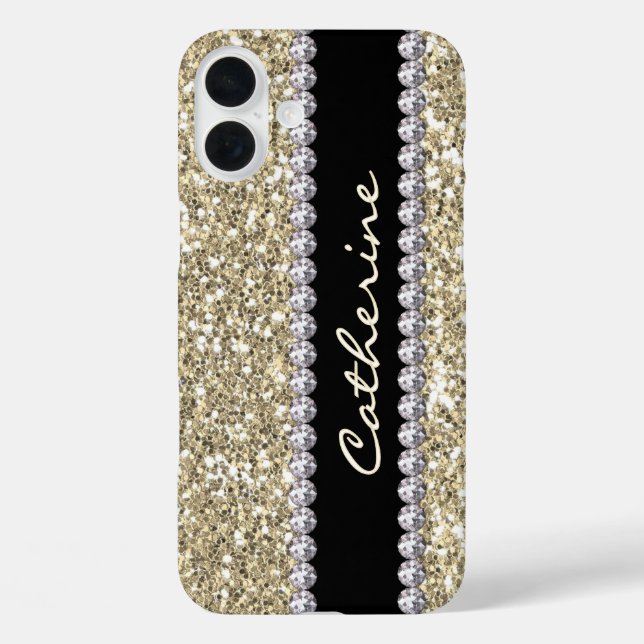 Coques Case-Mate iPhone Parties scintillant or glamour et pierres précieus (Verso)