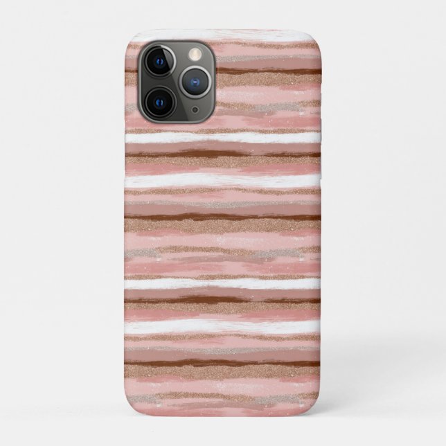 Coques Case-Mate iPhone Parties scintillant or rayé rose (Dos)