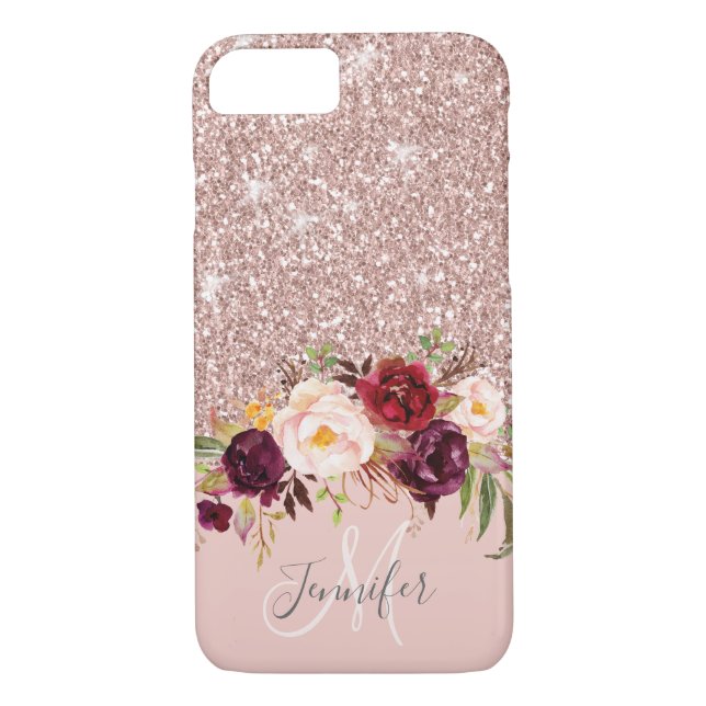 Coques Case-Mate iPhone Parties scintillant or rose Floral Blush Rose Nom  (Dos)
