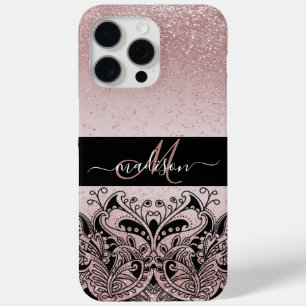Coque Case-Mate iPhone Parties scintillant or Rose Monogramme