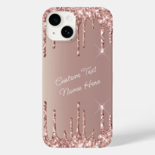 Coque Case-Mate iPhone Parties scintillant or rose Nom de texte personnal