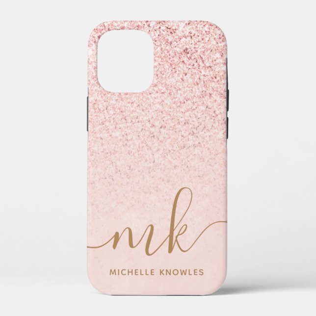 Coques Case-Mate iPhone Parties scintillant or Rose tendance Initiales fan (Verso)