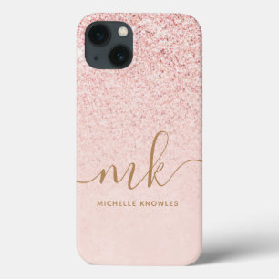 Case-Mate iPhone Case Parties scintillant or Rose tendance Initiales fan