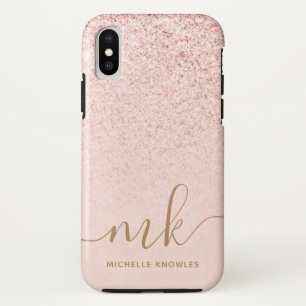 Case-Mate iPhone Case Parties scintillant or Rose tendance Initiales fan