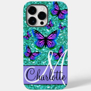 Coque Case-Mate iPhone parties scintillant pétillante turquoise, papillon