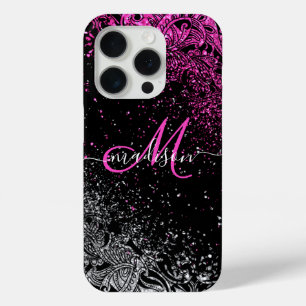 Coque Case-Mate iPhone Parties scintillant rose et blanc Monogramme