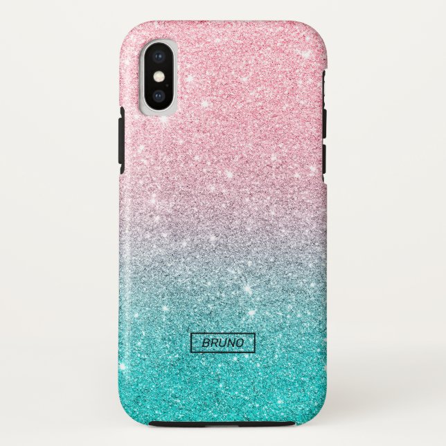 Coques Case-Mate iPhone Parties scintillant rose et turquoise (Dos)