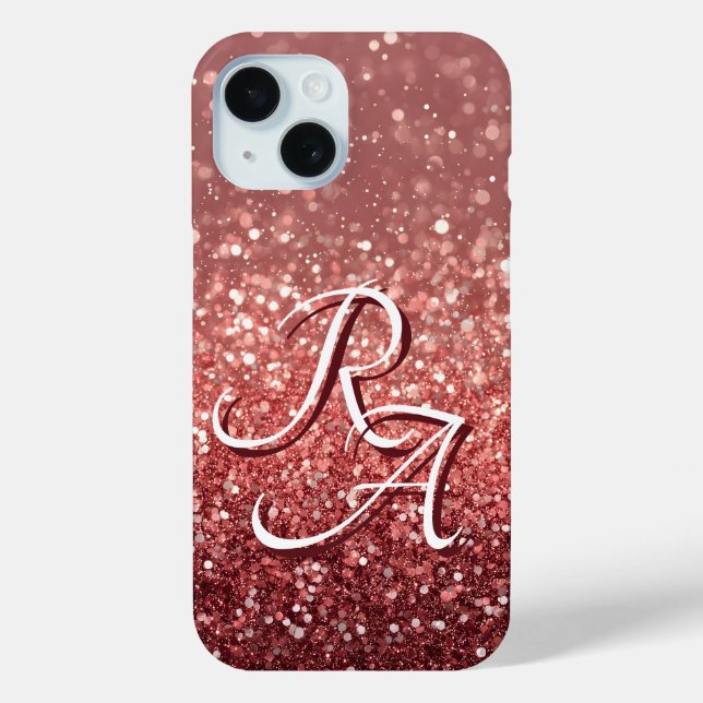 Coques Case-Mate iPhone Parties scintillant rose étincelante avec initiale (Verso)