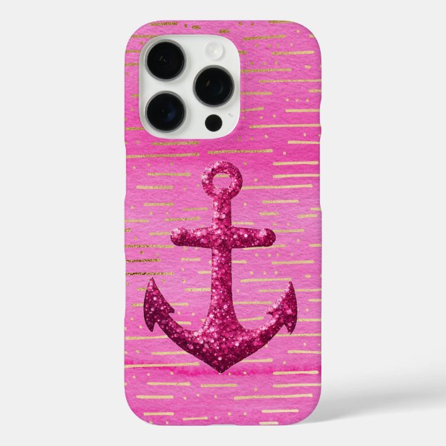 Coques Case-Mate iPhone Parties scintillant rose étincelle Ancre nautique (Verso)