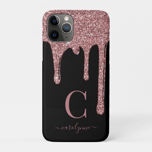 Coques Case-Mate iPhone Parties scintillant rose Gold Sparkle  Monogramme  (Dos)