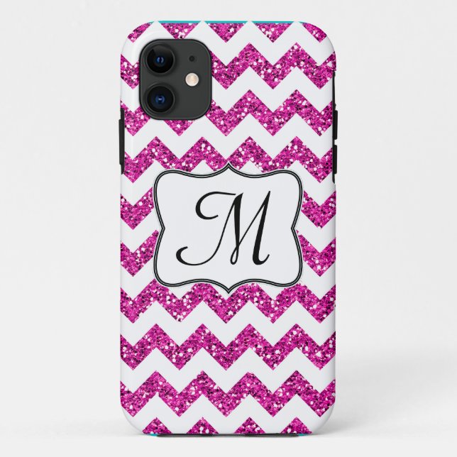 Coques Case-Mate iPhone Parties scintillant rose moderne Chevron Monogramm (Dos)