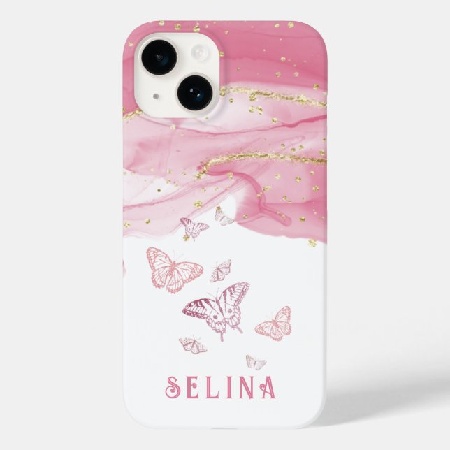 Coques Case-Mate iPhone Parties scintillant rose moderne chic monogrammed (Verso)