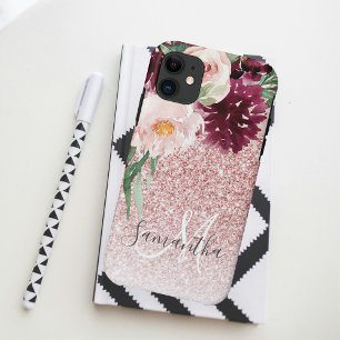 Case-Mate iPhone Case Parties scintillant rose moderne et flamme à fleur