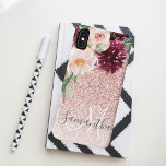 Case-Mate iPhone Case Parties scintillant rose moderne et flamme à fleur<br><div class="desc">Parties scintillant rose moderne et flamme à fleurs avec nom</div>