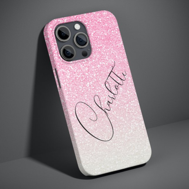 Coques Case-Mate iPhone Parties scintillant rose moderne Girly Chic Nom pe (Créateur téléchargé)