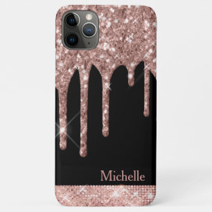 Case-Mate iPhone Case Parties scintillant Rose monogramme en or sur noir