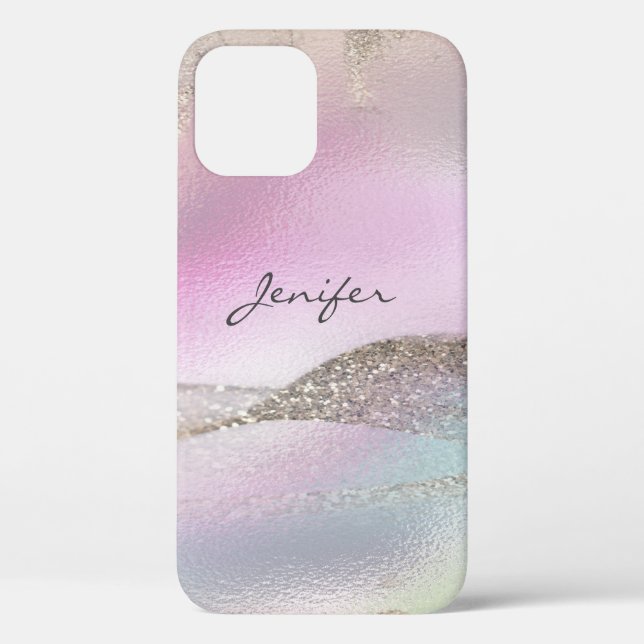 Coques Case-Mate iPhone Parties scintillant rose or holographique abstrait (Verso)