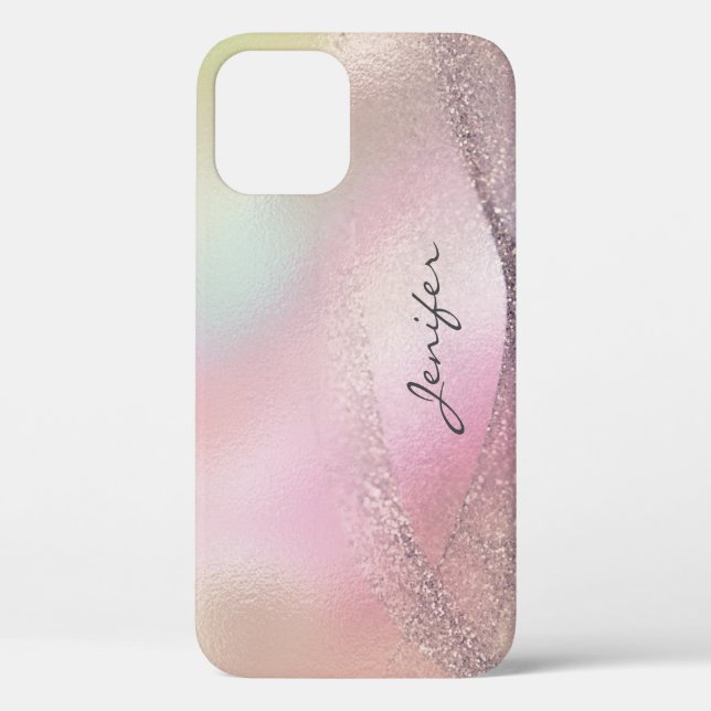 Coques Case-Mate iPhone Parties scintillant rose or holographique abstrait (Verso)