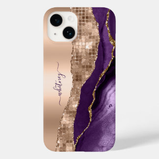 Coque Case-Mate iPhone Parties scintillant Rose or mauve Agate marbre éti