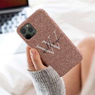 Coque Case-Mate iPhone Parties scintillant Rose or Monogramme