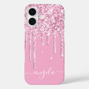 Coque Pour iPhone 16 Parties scintillant rose pâle Lavette Signature
