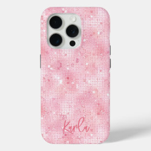 Coque Case-Mate iPhone Parties scintillant rose pâle miroirs   monogramme