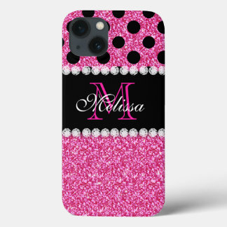 Case-Mate iPhone Case Parties scintillant rose Pois noirs Monogramme