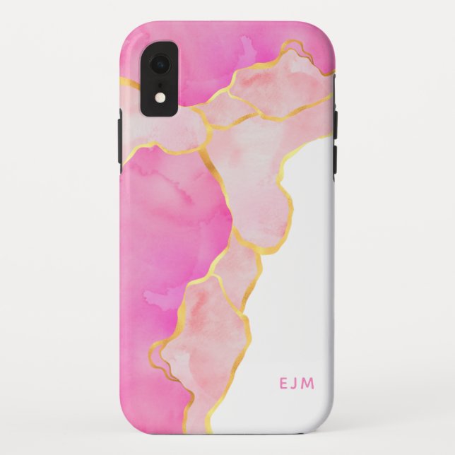 Coques Case-Mate iPhone Parties scintillant rose Rose or Agate Marbre Mono (Dos)