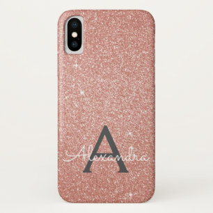 Case-Mate iPhone Case Parties scintillant rose Rose or et Monogramme éti
