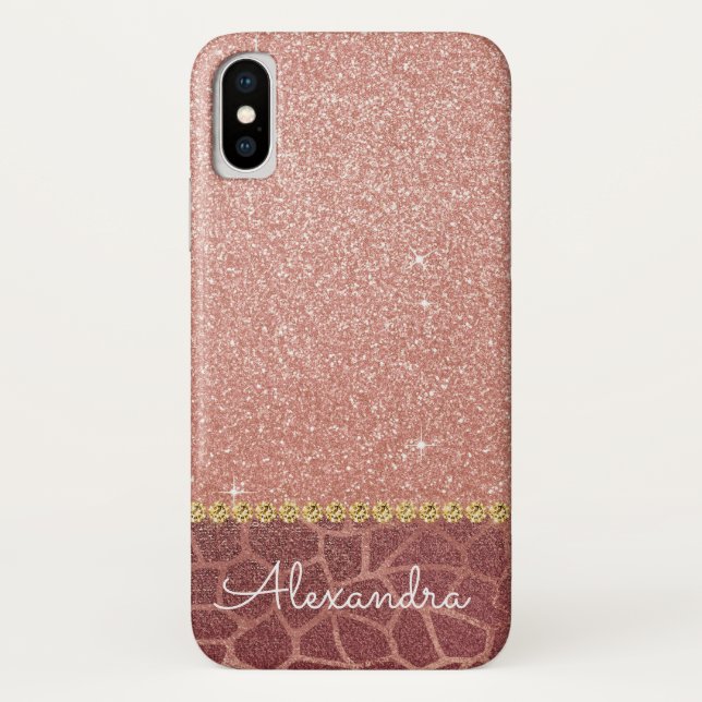 Coques Case-Mate iPhone Parties scintillant rose Rose or et Poster de anim (Dos)