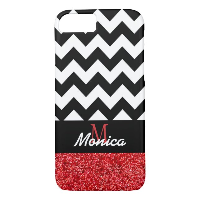 Coques Case-Mate iPhone Parties scintillant rouge Chevron noir personnalis (Dos)