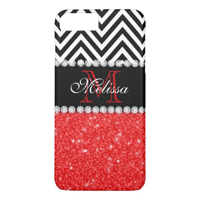 COQUES Case-Mate iPhone PARTIES SCINTILLANT ROUGE CHEVRON NOIR STRIPES MON (Dos)