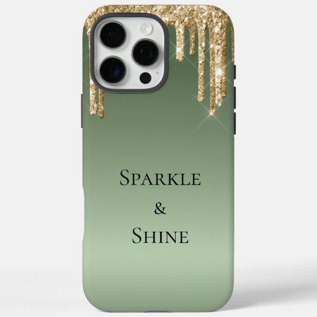 Coques Case-Mate iPhone Parties scintillant Sage Green Gold Sparkle (Verso)