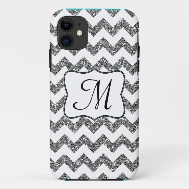 Coques Case-Mate iPhone Parties scintillant Silv moderne Chevron Monogramm (Dos)