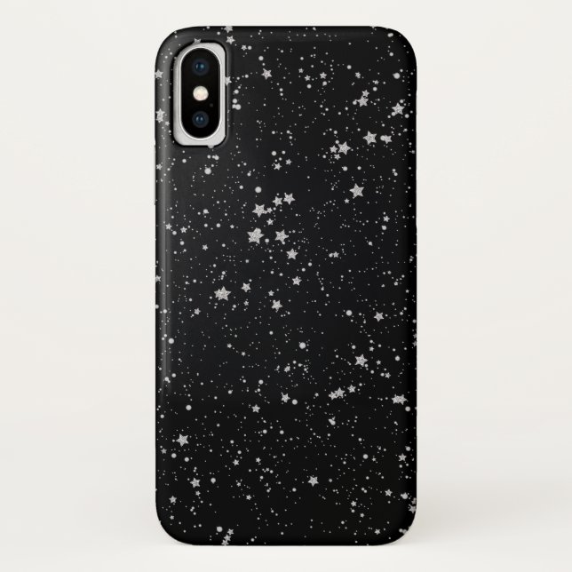 Coques Case-Mate iPhone Parties scintillant Stars2 - Noir argenté (Dos)