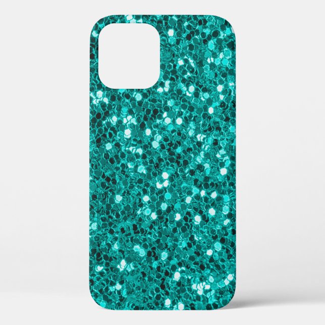 Coques Case-Mate iPhone Parties scintillant texture turquoise brillante (Verso)