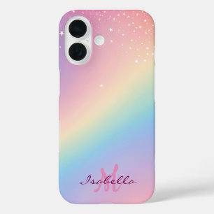 Coque Pour iPhone 16 Parties scintillant Unicorne arc-en-ciel