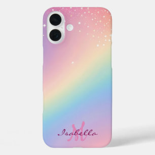 Coque Pour iPhone 16 Plus Parties scintillant Unicorne arc-en-ciel