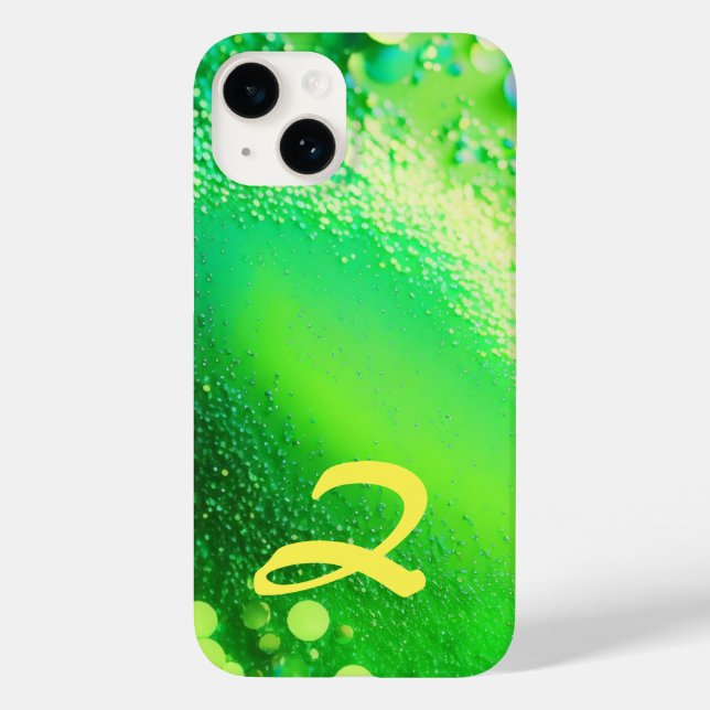 Coques Case-Mate iPhone Parties scintillant verte de chaux monogramme (Verso)