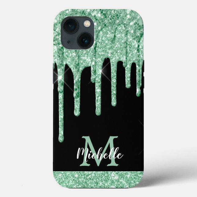 Coques Case-Mate iPhone Parties scintillant verte de menthe moderne Coque- (Verso)